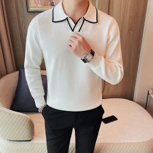 weaters/Male Slim Fit High Quality Leisure Pullover Men's Long-sleeved Sweater White Asia 4XL(180cm-85kg)