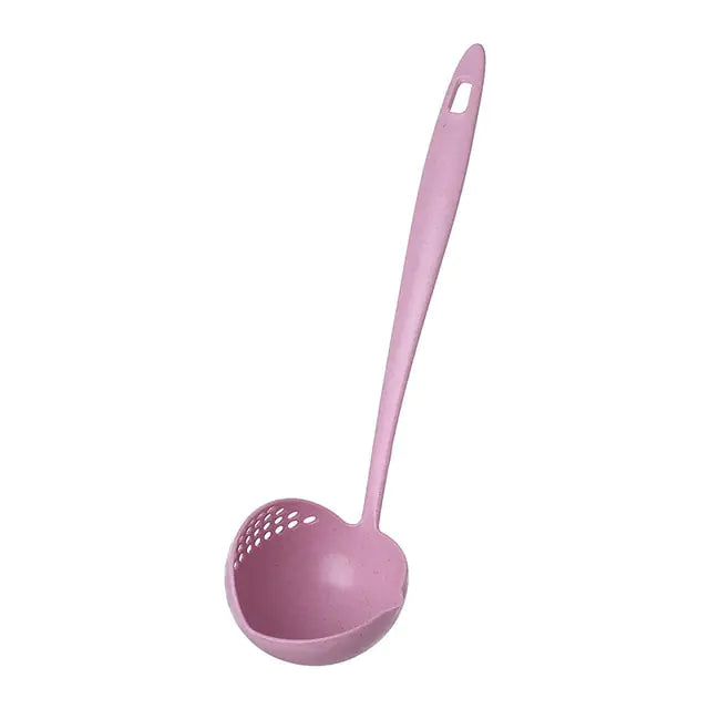 Long Handle 2 In 1 Soup Spoon Pink 1 Piece