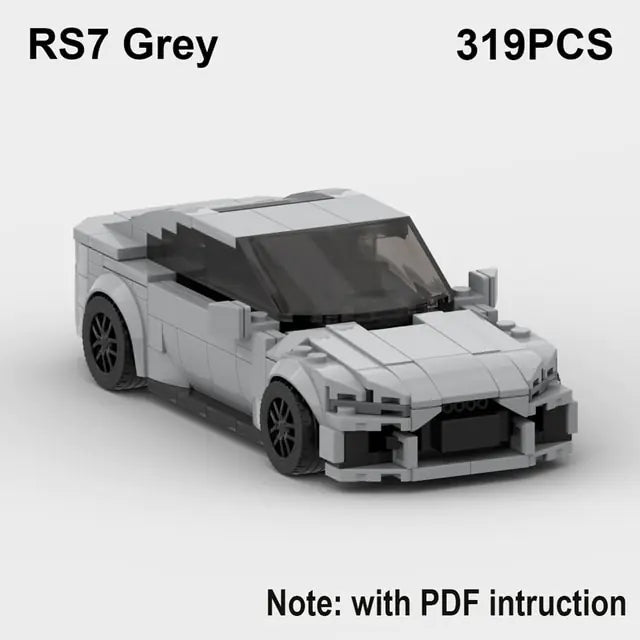 Speed Sports Car Building Blocks Gray RS7 No Box, With Instruction