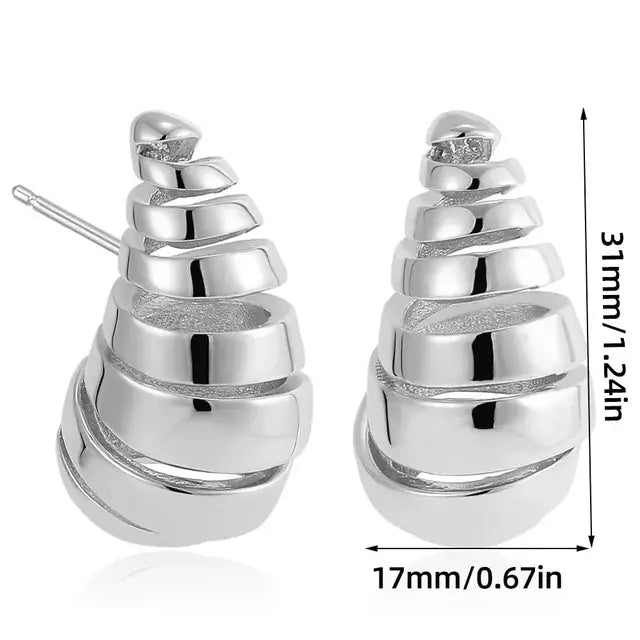 Thick Drop Earrings Silver 22430 4
