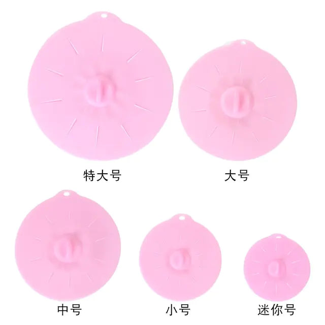 Silicone Suction Lid Cover Set Pink Translucent