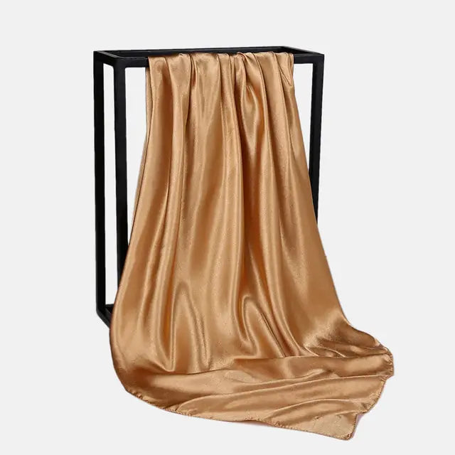 Solid Color Silk Neckerchief Scarf Gold 90x90cm