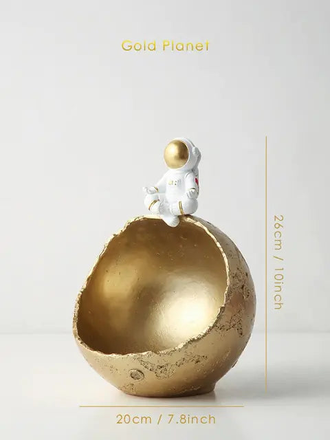 Creative Astronaut Storage Organizer Figurines Gold