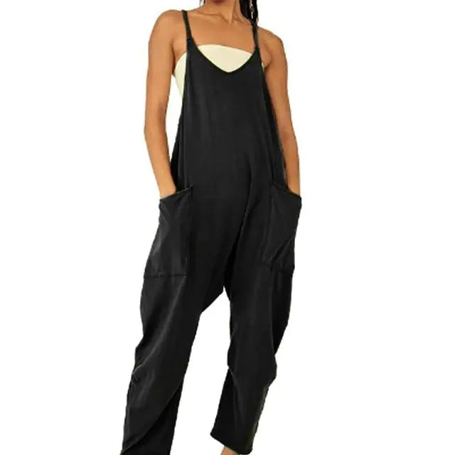 Chic Summer Jumpsuit Black Extra Large