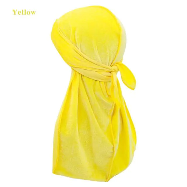 Solid Color Velvet Long Tail Durags Yellow