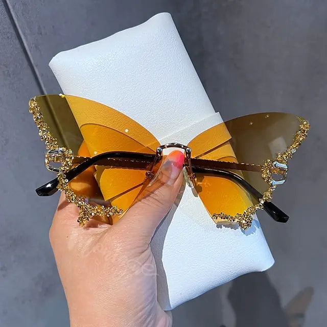 Diamond Butterfly Sunglasses Yellow
