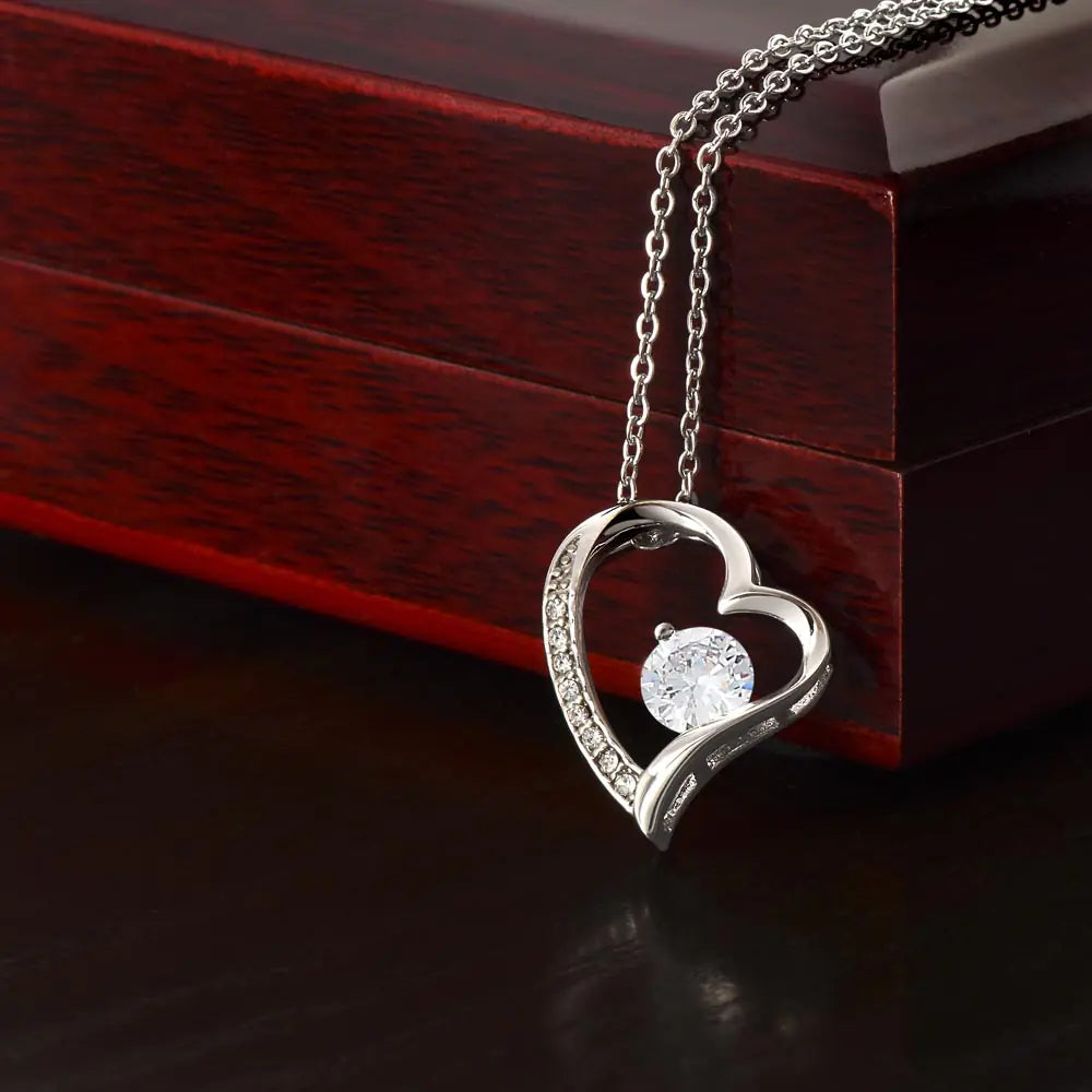 Forever Love Necklace Silver Luxury Box 14k White Gold Finish