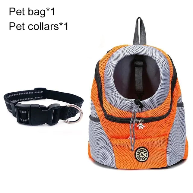 Pet Travel Carrier Bag Orange with Collar M for 5-10kg