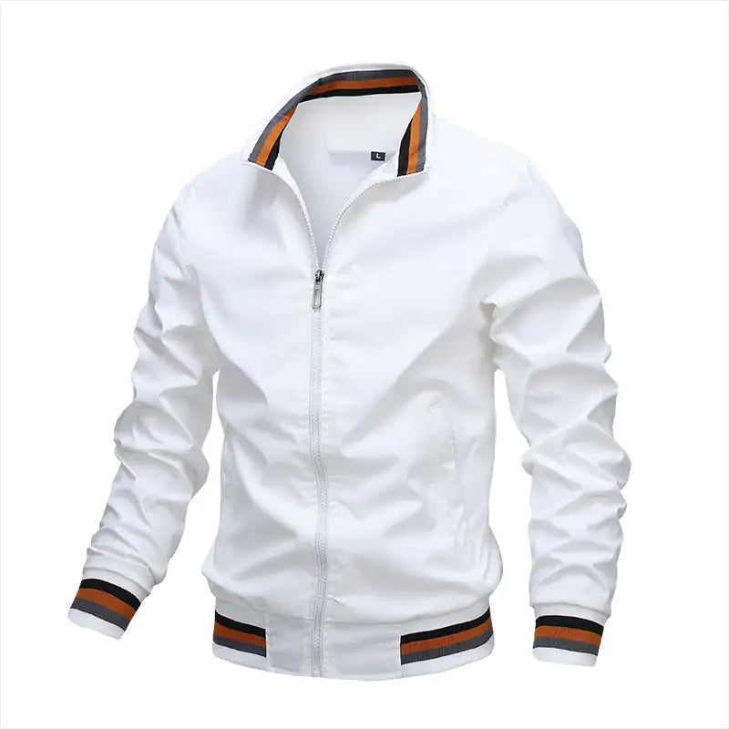 Men’s Casual Stand-up Collar Jacket White L