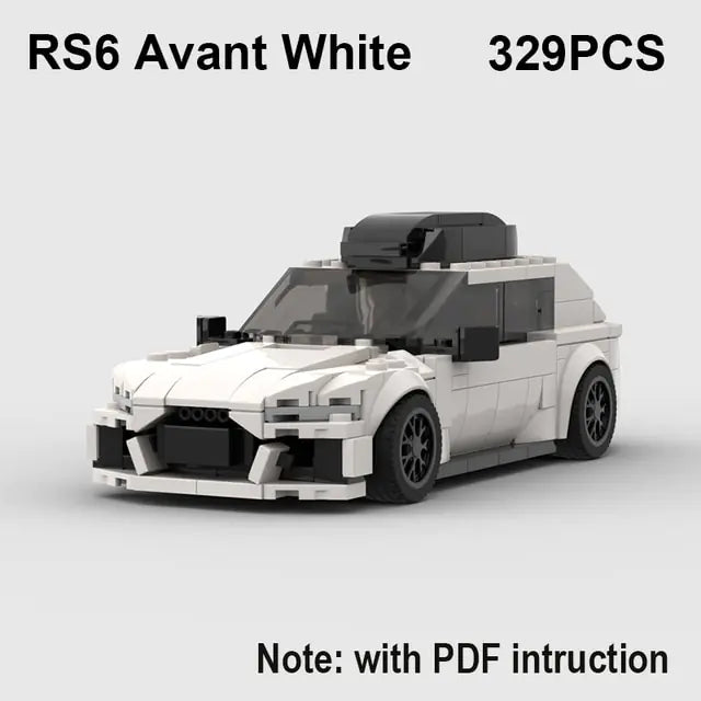 Speed Sports Car Building Blocks White RS6 Avant No Box, With Instruction