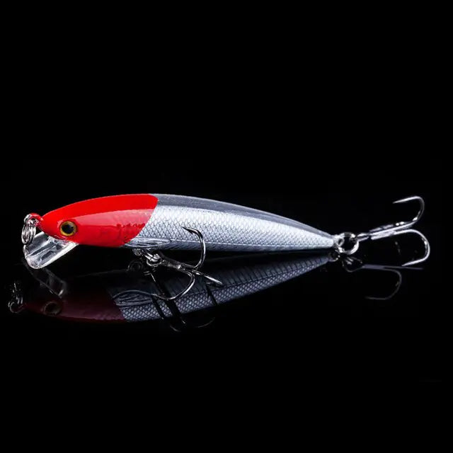 7CM Triple-Hook Minnow Fishing Lure Orange and Silver D