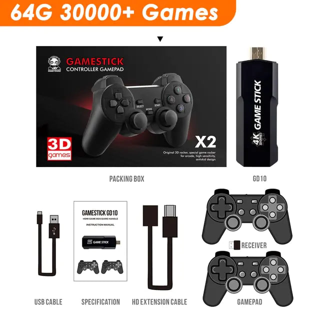 4K Game Stick Black 64G 30K Games