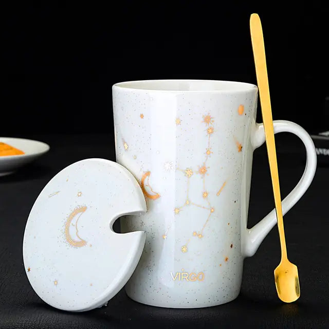 12 Constellations Creative Mugs With Spoon Virgo White 420ml