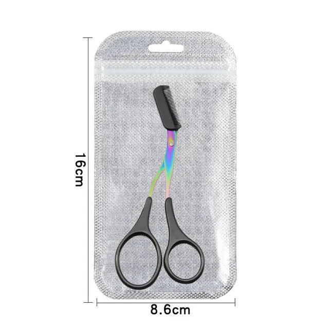 Eyebrow Trimming Scissors With Comb Black