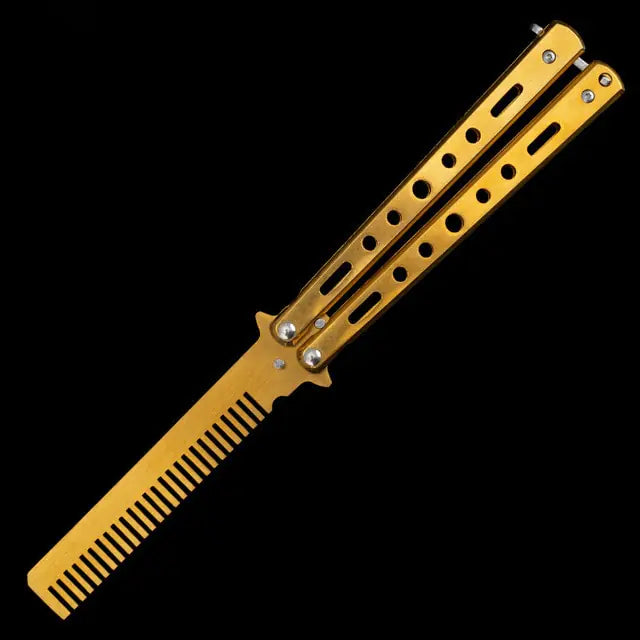 Portable Butterfly Training Knife Gold Comb