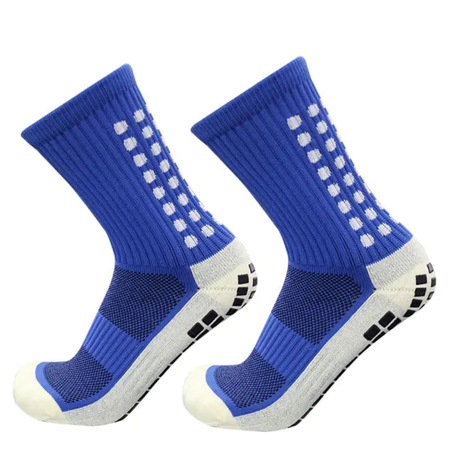 Non-Slip Grip Football Socks Blue