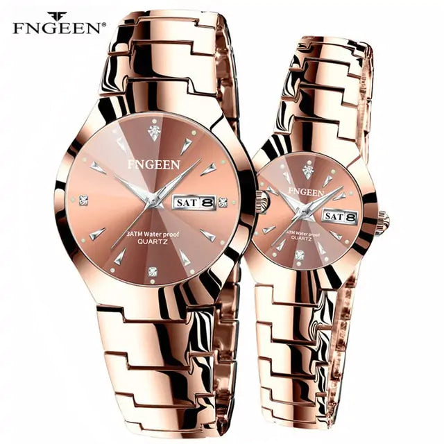 Couple Watches for Lovers Couple Coffee Gold