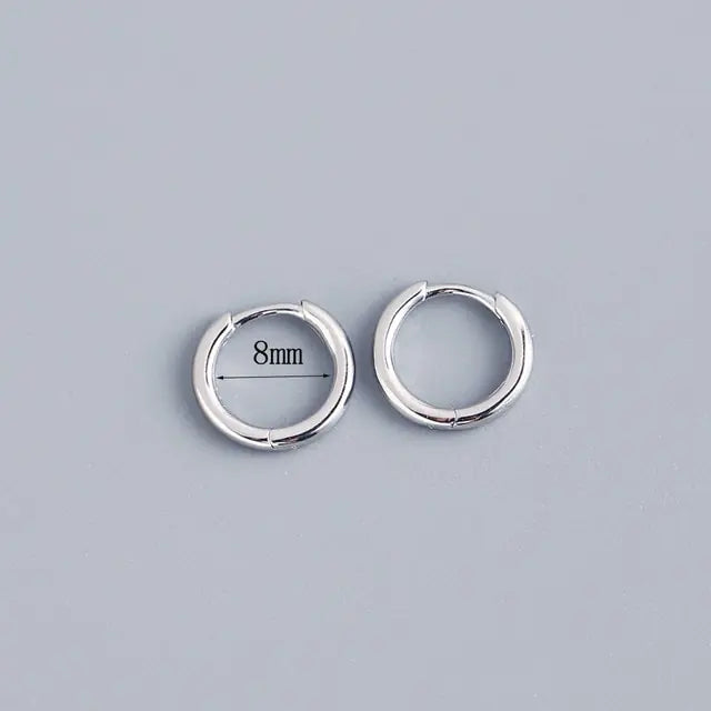 Stainless Steel Minimalist Huggie Hoop Earrings Silver 8mm