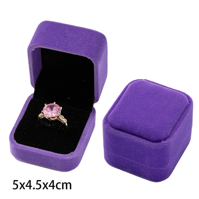 Wholesale Engagement Velvet Earring Ring Packaging Box Purple 5x4.5x4cm