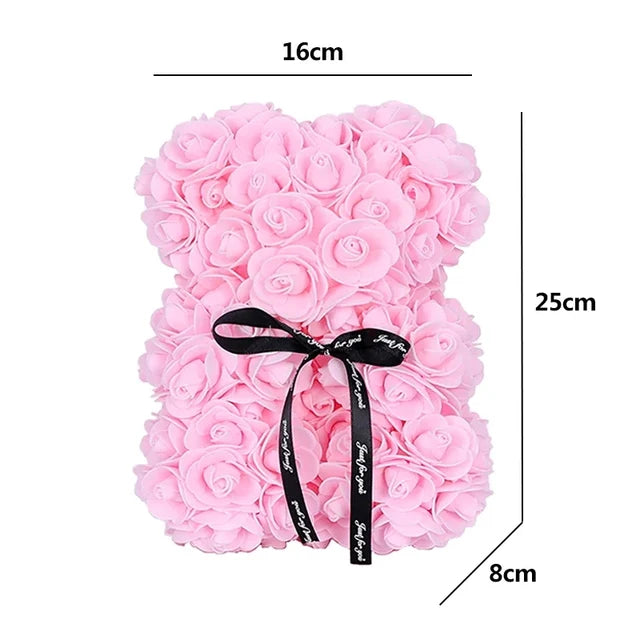 1/2pc 25cm Teddy Rose Bear with Bouquet Sakura Pink 2 1pc