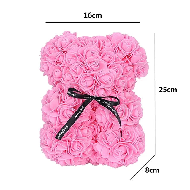 1/2pc 25cm Teddy Rose Bear with Bouquet Pink 2 1pc
