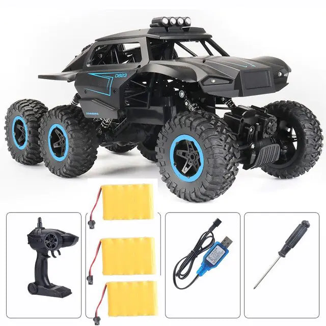 New 6WD Monster Electric RC Truck Model 1/12 6 Blue 3 Battery