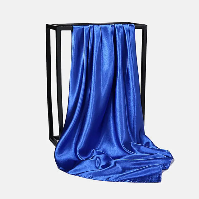 Solid Color Silk Neckerchief Scarf Blue 90x90cm