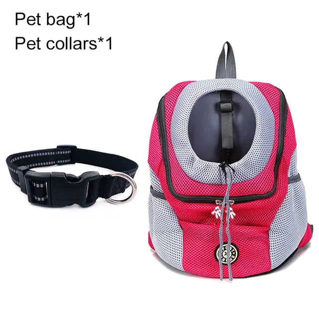 Pet Travel Carrier Bag Rose Red with Collar M for 5-10kg