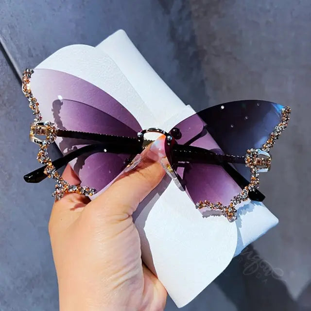 Diamond Butterfly Sunglasses Purple
