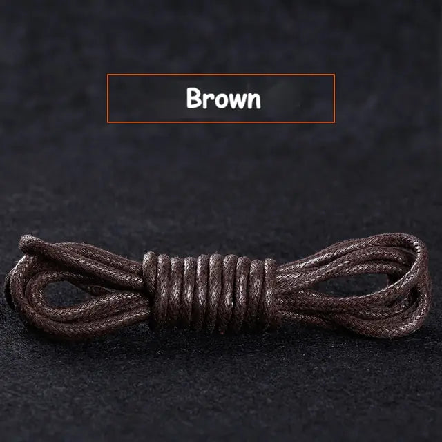 Cotton Waxed Round Shoelaces Set Brown 60cm