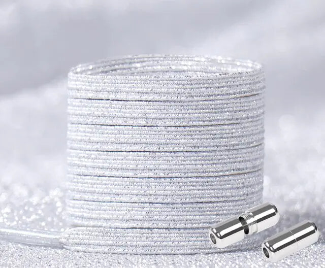 Bling Shoelaces Set Silver White 100cm