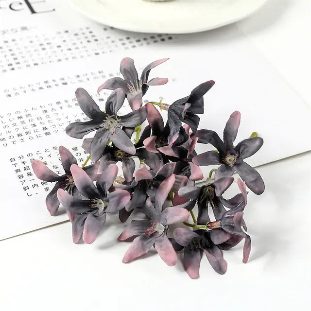 10/20Pcs Artificial Silk Flowers Black Purple 10pcs