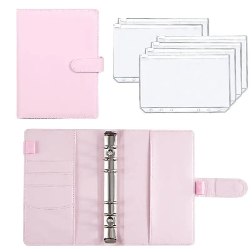 A6 Leather Budget Binder Pink