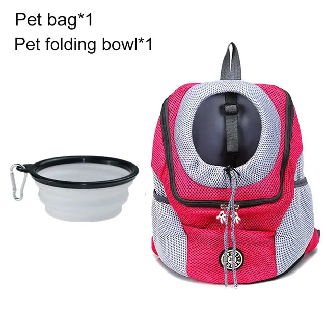 Pet Travel Carrier Bag Rose Red with Bowl M for 5-10kg
