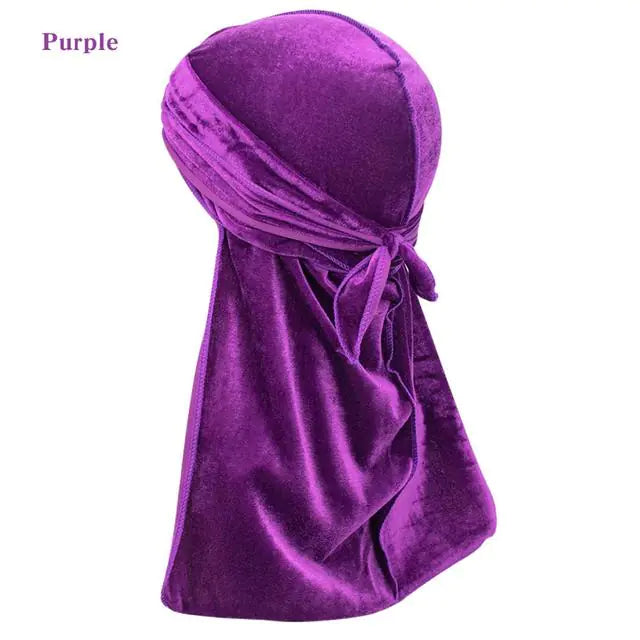 Solid Color Velvet Long Tail Durags Purple
