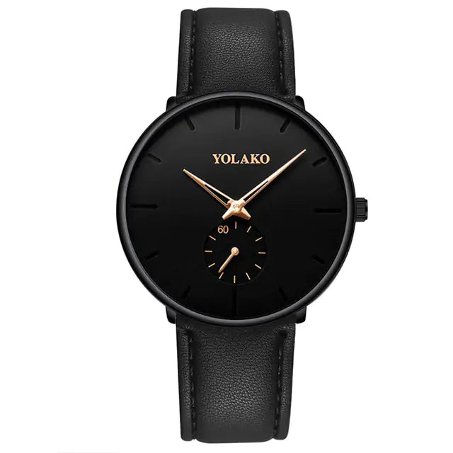 Stainless Mesh Band Watch Leather Black Rose