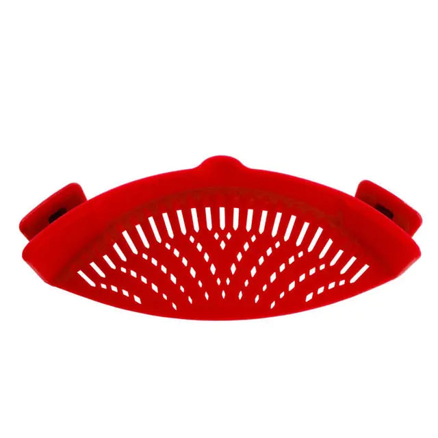 Universal Silicone Clip-On Pot Strainer Red