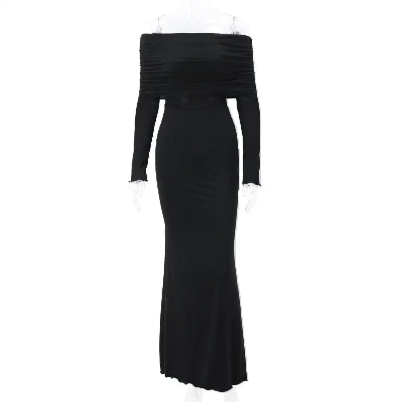 Elegant Off Shoulder Dress Black Large