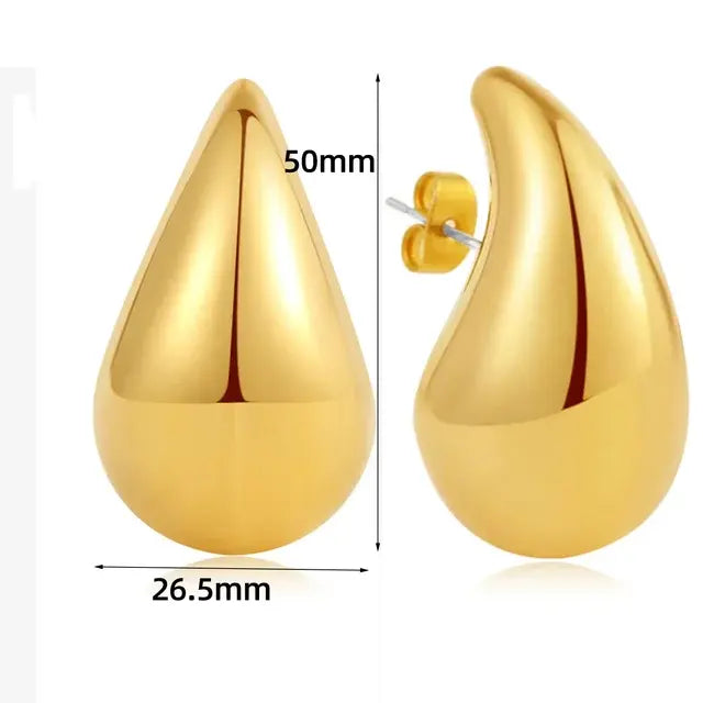 Thick Drop Earrings Gold