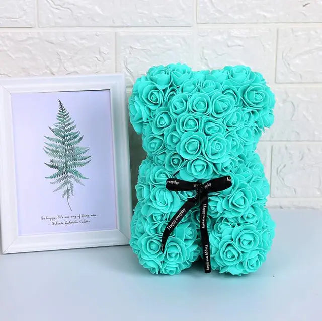 Rose Bear Flowers Tiffany Blue Without Crown