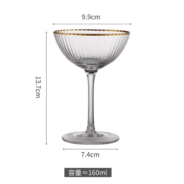 Cocktail Glass Goblet with Gold Rim Crystal Glass Cup 1 Cup 101-200ml