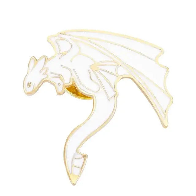Monster Dragon Enamel Pins White