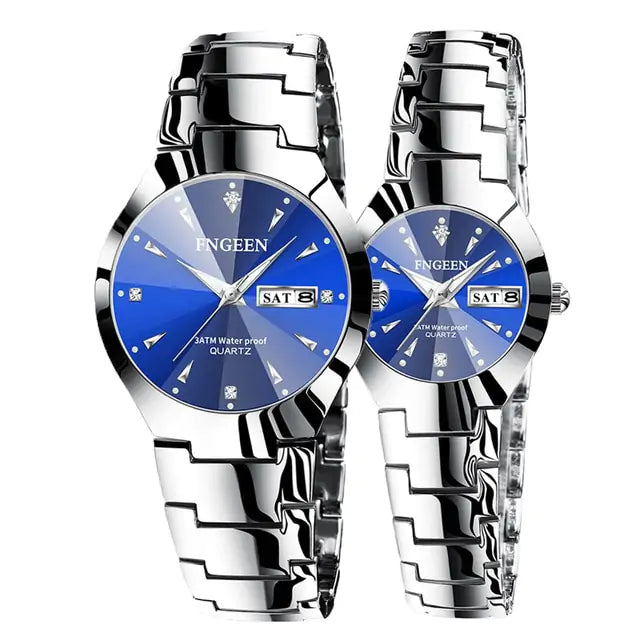 Couple Watches for Lovers Couple Silver Blue