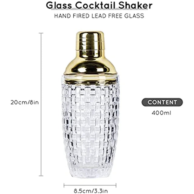 Glass Cocktail Shaker Kit Glod