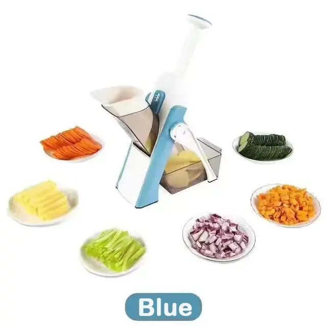 5 In 1 Manual Vegetable Cutter Blue