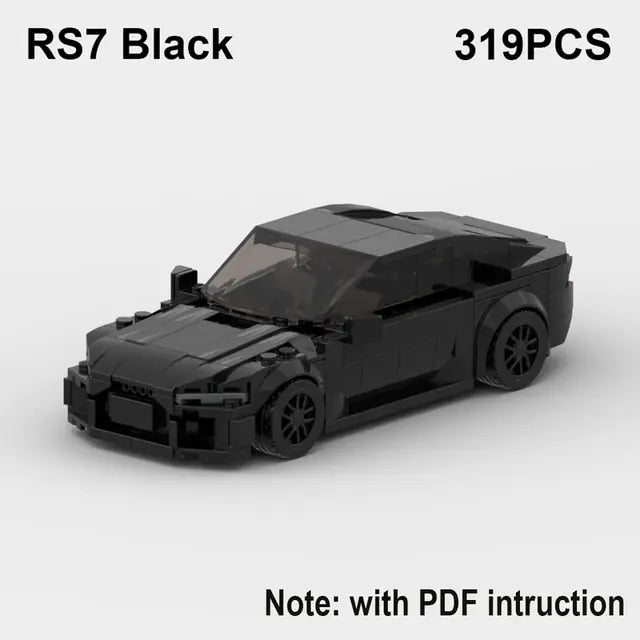 Speed Sports Car Building Blocks Black RS7 No Box, With Instruction