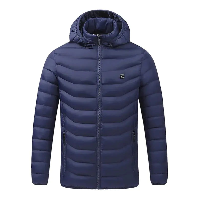 Winter Men's Hooded Down Jacket 09-2 Blue XL (EUR S)
