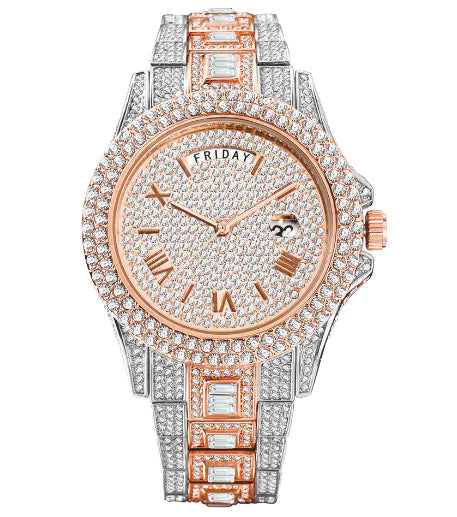 Men's Luxury Crystal Watches V320A Rose Silver