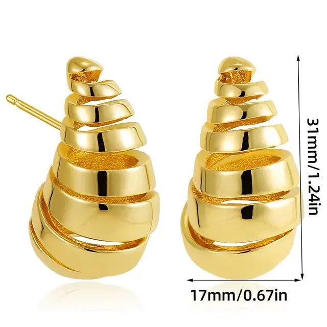 Thick Drop Earrings Gold 22430 3