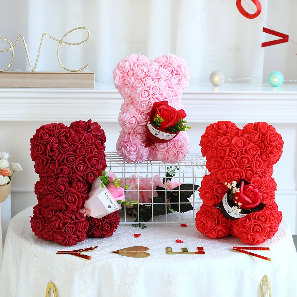 1/2pc 25cm Teddy Rose Bear with Bouquet